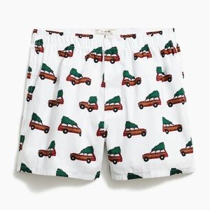 NEW J.Crew Christmas red truck woven boxer shorts